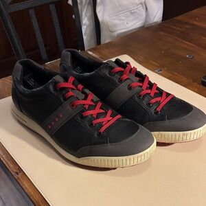 Ecco Black Sneakers with Red Accents
